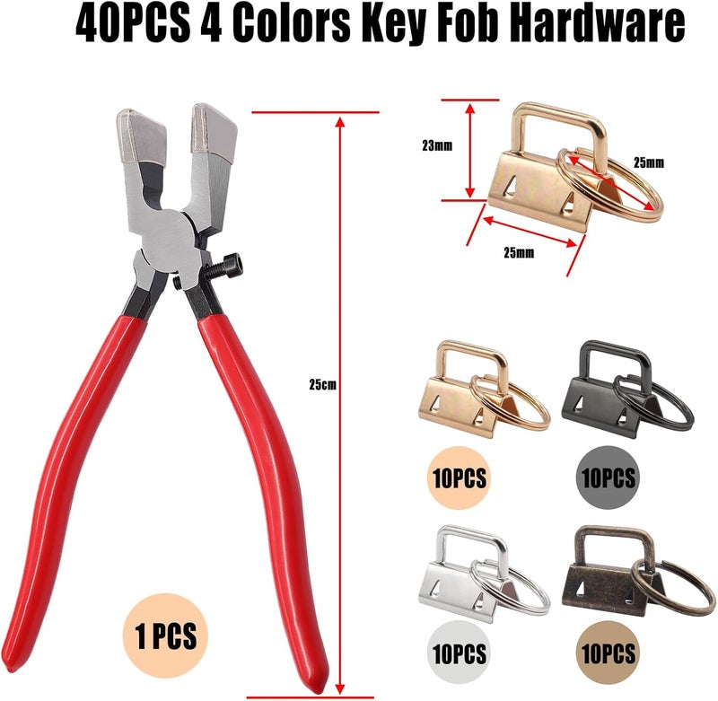 weideer 40 Sets Key Fob Hardware with Key Fob Plier Glass Running Pliers for Wristlet Key Fobs/Key Lanyard/Key Chain Hardware InstallK-082-40 - Image 2